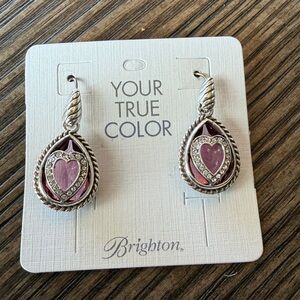 Brighton Courageous Heart French Wire Heart Earrings NWT in quilted pouch